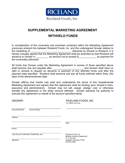 394565082-supplemental-marketing-agreement-withheld-riceland-coop-riceland
