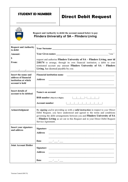 394597195-direct-debit-form-flinders-university-flinders-edu
