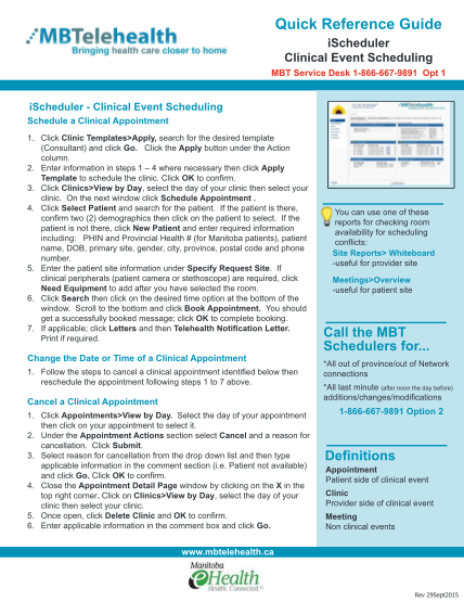 394937653-quick-reference-guide-ischeduler-clinical-event-mbtelehealth-mbtelehealth