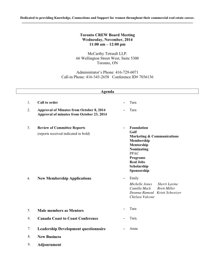 396498416-toronto-crew-board-meeting-wednesday-november-2014-agenda