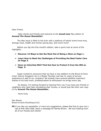 396524269-may-2015-newsletter-with-cover-letter-brown-amp-sons-plumbing