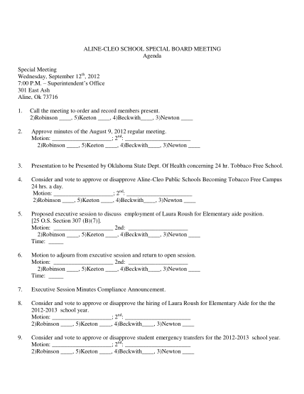 52 Board Meeting Agenda Template Free To Edit Download Print Cocodoc