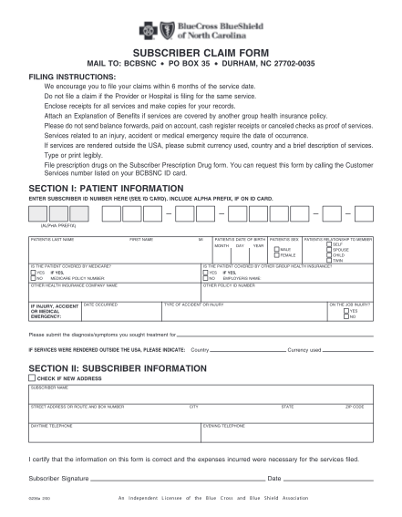 17 Medical Claim Form Blue Cross Blue Shield Free To Edit Download 