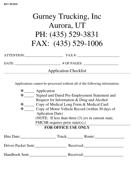 400369281-rev-092010-gurney-trucking-inc-aurora-ut-ph-435-5293831-fax-435-5291006-attention-fax-date-of-pages-application-checklist-applications-cannot-be-processed-without-all-of-the-following-information