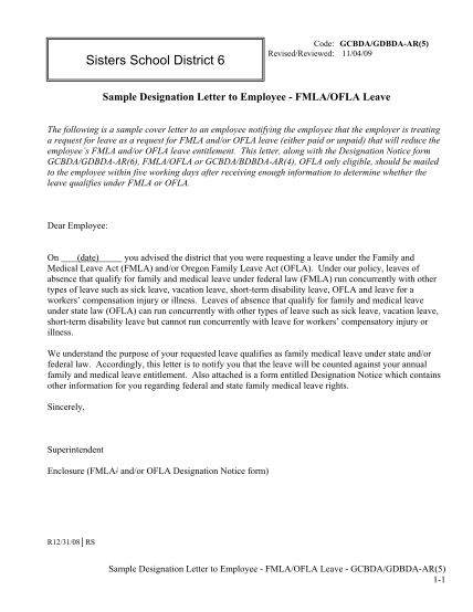 Sample Fmla Letter To Employee Shrm