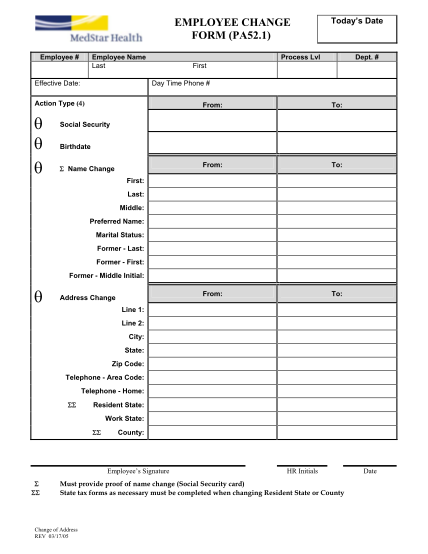 40203902-employee-change-form-pa521-medstar-health