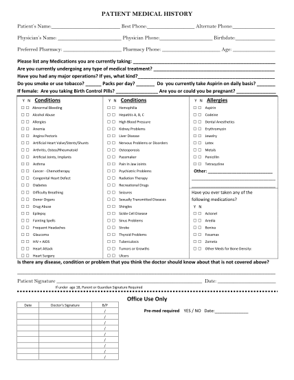 PDF Dental Anamnesis Form: free download available