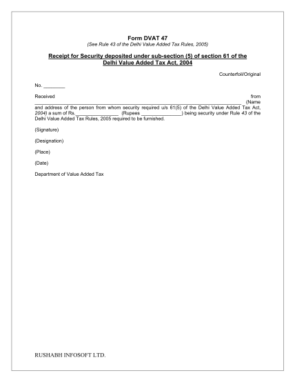 40476748-form-dvat-47-receipt-for-security-deposited-under-sub-section-5