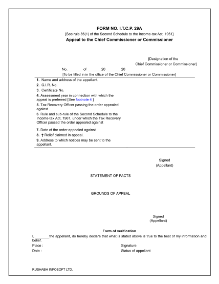 40477247-form-no-itcp-29a-appeal-to-the-chief-commissioner-or