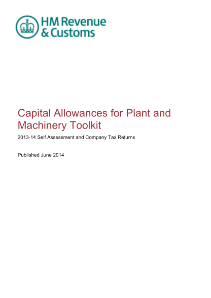 405044042-capital-allowances-for-plant-and-machinery-toolkit-toolkit-for-2013-14-self-assessment-and-company-tax-returns