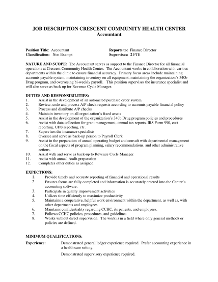 408413959-job-description-crescent-community-health-center-accountant-position-title-accountant-classification-non-exempt-reports-to-finance-director-supervises-2-fte-nature-and-scope-the-accountant-serves-as-support-to-the-finance-director-for