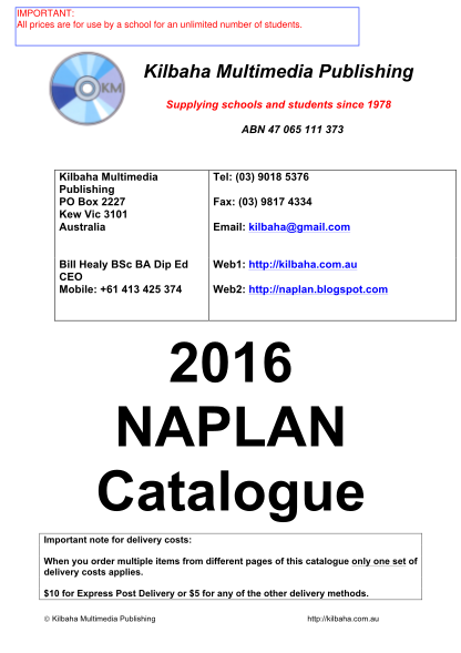 410111688-2016-kilbaha-naplan-catalogue-years-3-5-7-9-language-conventions-reading-writing-numeracy-non-calculator-numeracy-calculator-29-october-2015