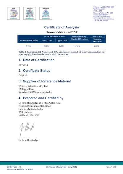 research analysis certificate