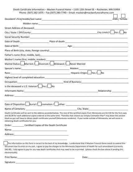 83 blank death certificate form page 2 Free to Edit Download Print