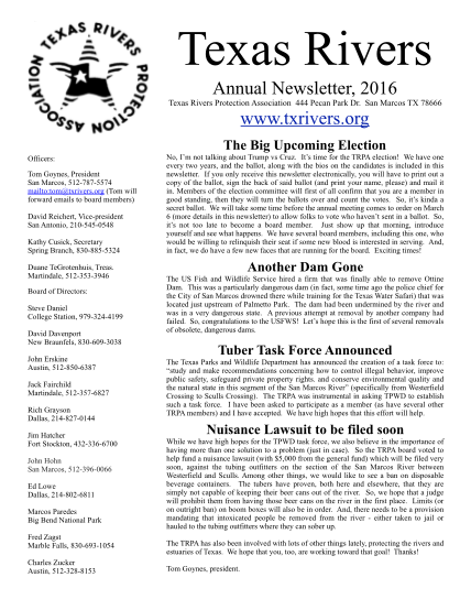415024731-texas-rivers-annual-newsletter-2016-texas-rivers-protection-association-444-pecan-park-dr-txrivers