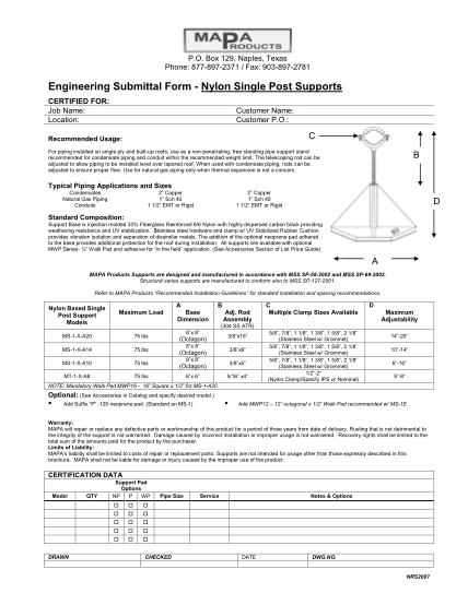 415389081-engineering-submittal-form-nylon-single-post-supports-protechonline