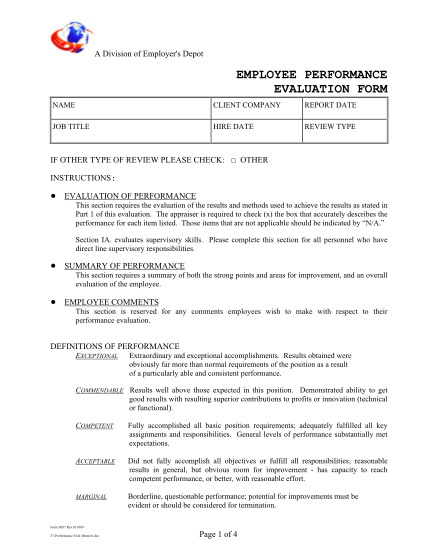 76 Employee Evaluation Form Pdf Free To Edit Download Print CocoDoc