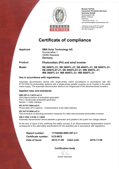 419549481-certificate-of-compliance-nrs097-2-1-sunny-boy-sb-2500tlst-21sb-3000tlst-21sb-3000tl-21sb-3600tl-21sb-4000tl-21sb-5000tl-21-windy-boy-wb-3000tl-21wb-3600tl-21wb-4000tl-21wb-5000tl-21-zertifikat-sunsol