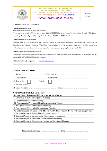 42050283-fillable-irdp-dodoma-application-form
