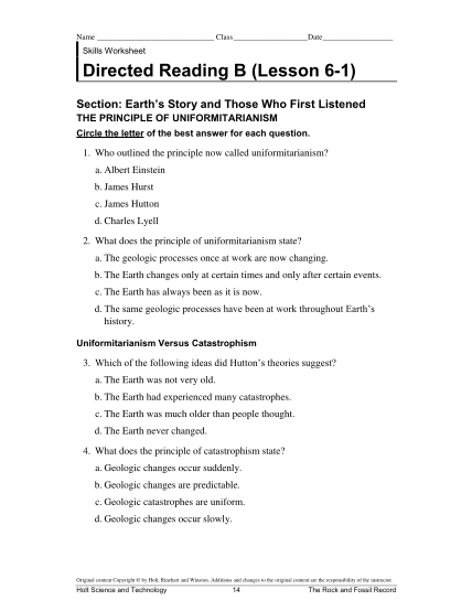 421748539-name-class-date-skills-worksheet-directed-reading-b-lesson-61-section-earths-story-and-those-who-first-listened-the-principle-of-uniformitarianism-circle-the-letter-of-the-best-answer-for-each-question