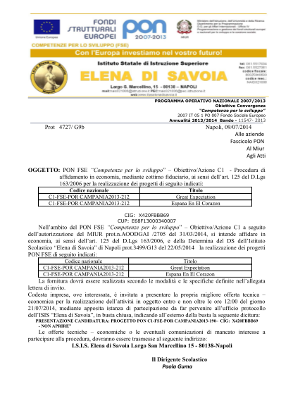 423330928-programma-operativo-nazionale-20072013-obiettivo-convergenza-competenze-per-lo-sviluppo-2007-it-05-1-po-007-fondo-sociale-europeo-annualit-20132014-bando-11547-2013-prot-4727-g9b-napoli-09072014-alle-aziende-fascicolo-pon-al-miur-agli