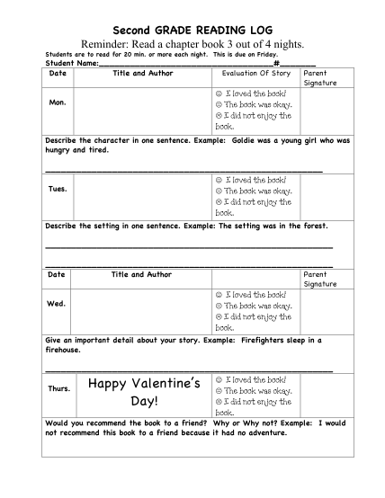 17 reading log with parent signature - Free to Edit, Download & Print ...