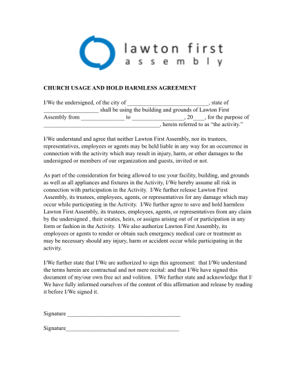 427957923-church-usage-and-hold-harmless-agreement-lawtonfirst