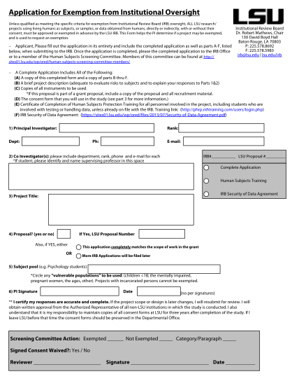 43100732-application-for-exemption-from-institutional-oversight-sites01-lsu