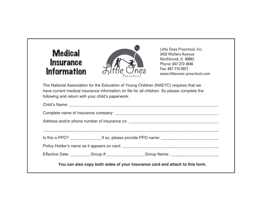 432438457-medical-insurance-information-little-ones-preschool-northbrook-il