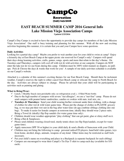 432884713-campco-recreation-949-6439008-east-beach-summer-camp-2016-general-info-lake-mission-viejo-association-camps-updated-2252016-campco-day-camps-is-excited-to-have-the-opportunity-to-provide-day-camps-for-members-of-the-lake-mission-viejo