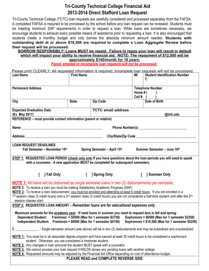 43319897-stafford-student-loan-request-form-tri-county-technical-college-tctc