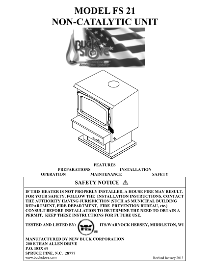 433935324-model-fs-21-noncatalytic-unit-bu-ck-sto-ve-features-preparations-installation-operation-maintenance-safety-safety-notice-if-this-heater-is-not-properly-installed-a-house-fire-may-result