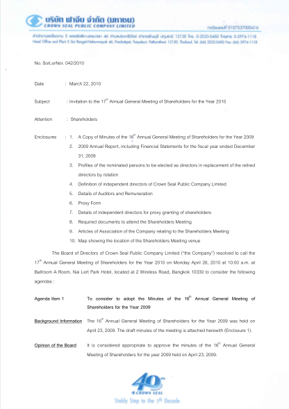 435302356-invitation-to-the-17th-annual-general-meeting-of-shareholders-for-the-crownseal-co