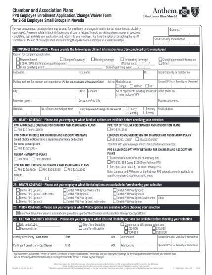 43551128-ppo-employee-enrollment-applicationchange-form-anthem