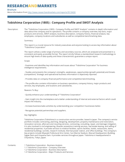 436089407-tobishima-corporation-b1805b-company-profile-and-swot-analysis