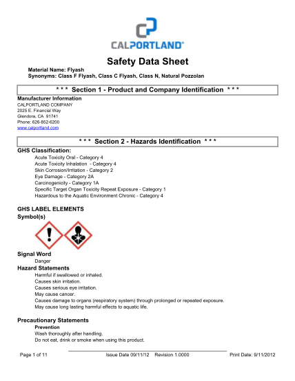 436314571-safety-data-sheet-material-name-flyash-synonyms-class-f-flyash-class-c-flyash-class-n-natural-pozzolan-section-1-product-and-company-identification-manufacturer-information-calportland-company-2025-e