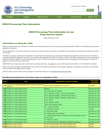 43900086-home-espaol-site-map-search-forms-news-resources-laws-outreach-about-us-uscis-processing-time-information-print-this-page-back-uscis-processing-time-information-for-our-texas-service-center-posted-november-22-2010-instructions-on-usin