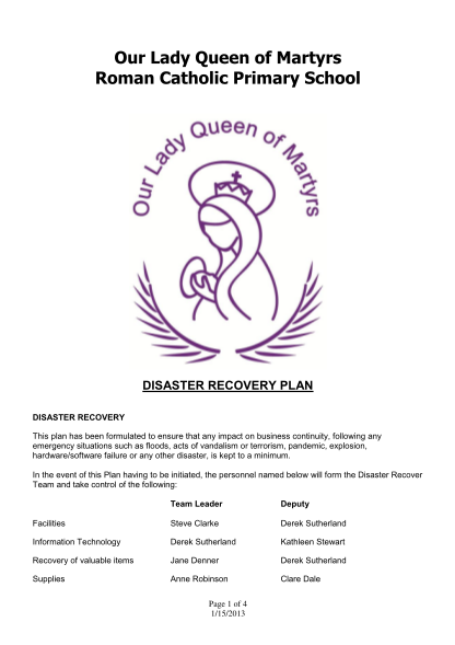 440469935-disaster-recovery-plan-our-lady-queen-of-the-martyrs-rc-primary-olqmprimaryschoolyork-co