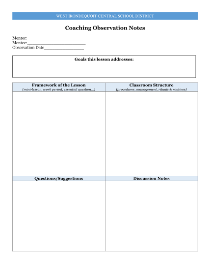 441148404-west-irondequoit-central-school-district-coaching-observation-notes-mentor-mentee-observation-date-goals-this-lesson-addresses-framework-of-the-lesson-classroom-structure-minilesson-work-period-essential-question-procedures