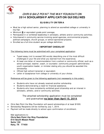 442118983-2014-scholarship-application-guidelines-chris-saiz-point-the-way-chrissaizpointthewayfoundation