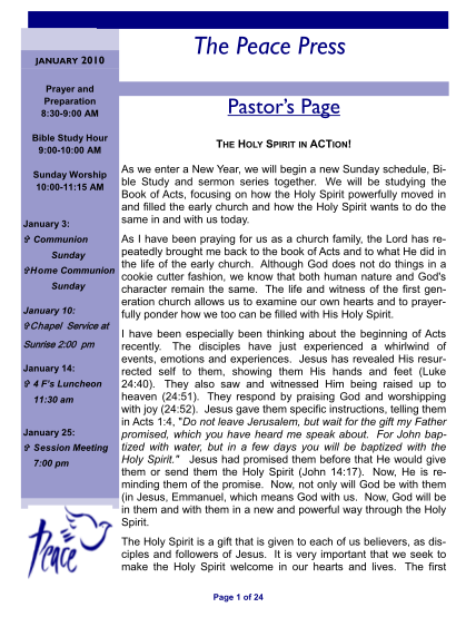 445969284-january-2010-prayer-and-preparation-830900-am-bible-study-hour-9001000-am-sunday-worship-10001115-am-january-3-the-peace-press-pastors-page-the-holy-spirit-in-action-peacechurch