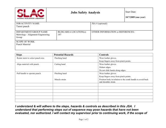44634402-jobs-safety-analysis-start-date-1072009-one-year-jobactivity-name-jsa-optional-turret-punch-departmentgroup-name-metrology-alignment-engineering-group-bldgarea-locations-107-other-information-or-references-scope-of-work