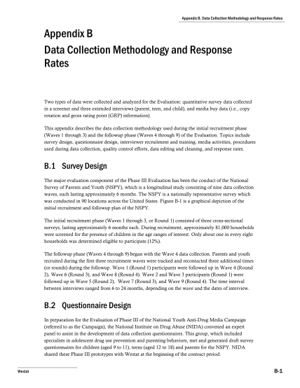 45000779-data-collection-methodology-and-response-rates-appendix-b-data-collection-methodology-and-response-rates-two-types-of-data-were-collected-and-analyzed-for-the-evaluation-quantitative-survey-data-collected-in-a-screener-and-three-exten
