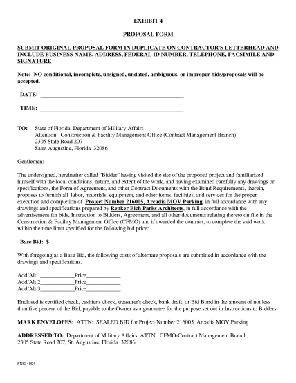 451368478-exhibit-4-proposal-form-submit-original-proposal-form-in-duplicate-on-contractor-s-letterhead-and-include-business-name-address-federal-id-number-telephone-facsimile-and-signature-note-no-conditional-incomplete-unsigned-undated