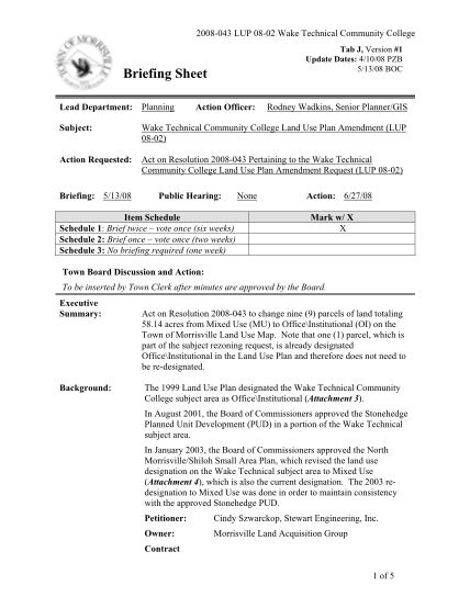 45176502-2008043-lup-0802-wake-technical-community-college-tab-j-version-1-update-dates-41008-pzb-51308-boc-briefing-sheet-lead-department-planning-action-officer-rodney-wadkins-senior-plannergis-subject-wake-technical-community-college
