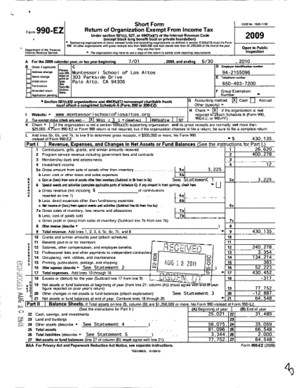 452125349-form-short-form-return-of-organization-exempt-from-income-tax-990-ez-department-of-the-treasury-2009-under-section-501c-527-or-4947a1-of-the-internal-revenue-code-except-black-lung-benefit-trust-or-private-foundation-sponsoring