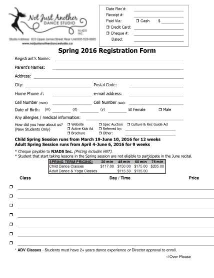 452507001-registration-form-spring-2016-class-schedule