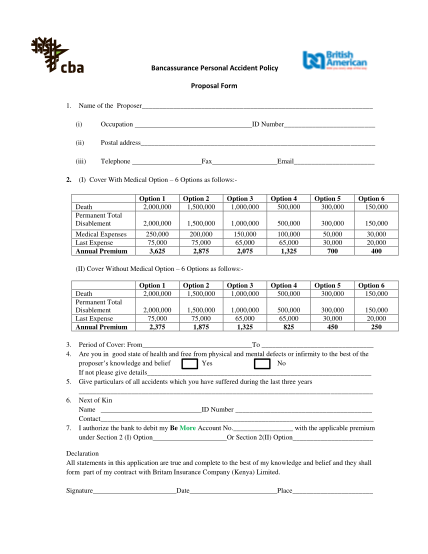 45254199-bancassurance-personal-accident-policy-proposal-form