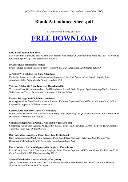 24 Free Printable Attendance Sheet Free To Edit Download Print 