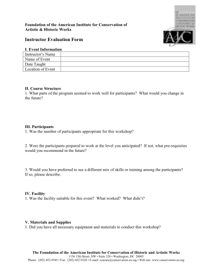 45361684-instructor-evaluation-form-american-institute-for-conservation